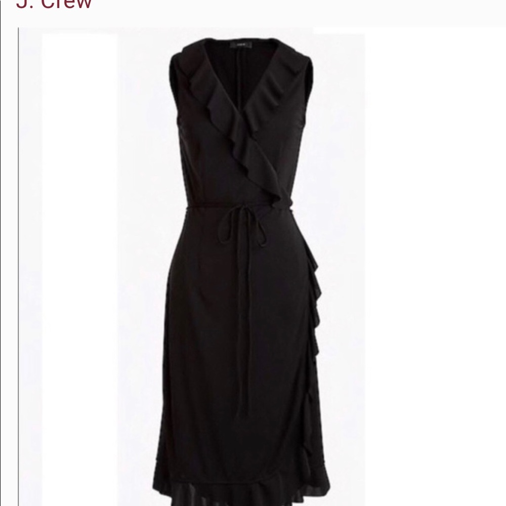 J Crew Tall Black Ruffle Wrap Dress. Never Worn.